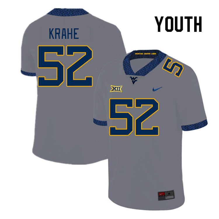 Youth #52 Nick Krahe West Virginia Mountaineers College Football Jerseys Stitched Sale-Gray